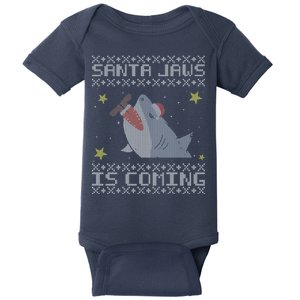 Santa Jaws Is Coming Ugly Christmas Baby Bodysuit