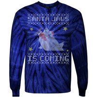 Santa Jaws Is Coming Ugly Christmas Tie-Dye Long Sleeve Shirt