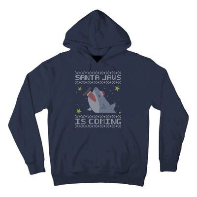 Santa Jaws Is Coming Ugly Christmas Tall Hoodie