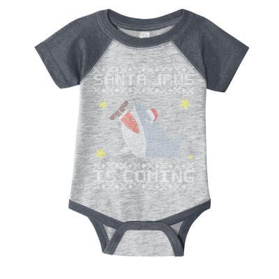 Santa Jaws Is Coming Ugly Christmas Infant Baby Jersey Bodysuit