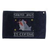 Santa Jaws Is Coming Ugly Christmas Grommeted Golf Towel