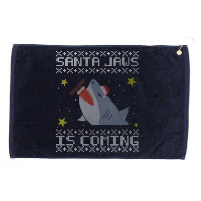 Santa Jaws Is Coming Ugly Christmas Grommeted Golf Towel