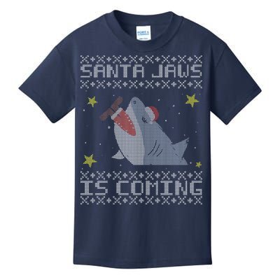 Santa Jaws Is Coming Ugly Christmas Kids T-Shirt