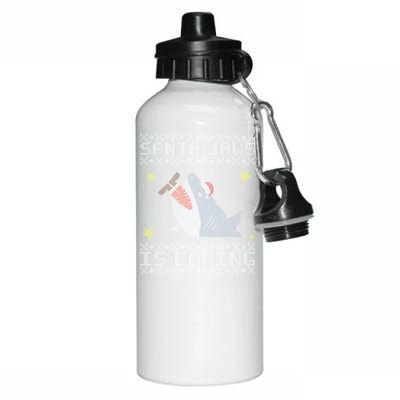 Santa Jaws Is Coming Ugly Christmas Aluminum Water Bottle