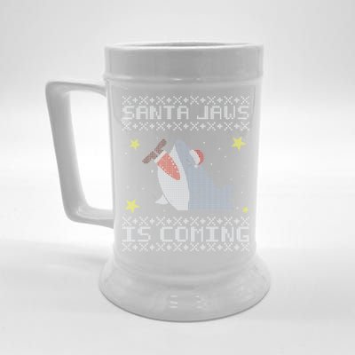 Santa Jaws Is Coming Ugly Christmas Beer Stein