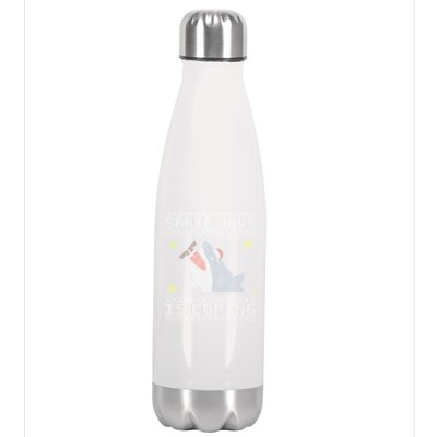 Santa Jaws Is Coming Ugly Christmas Stainless Steel Insulated Water Bottle