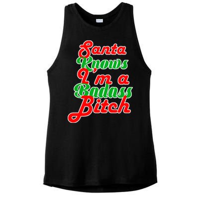 Santa Knows I'm A Badass B*tch Ladies PosiCharge Tri-Blend Wicking Tank