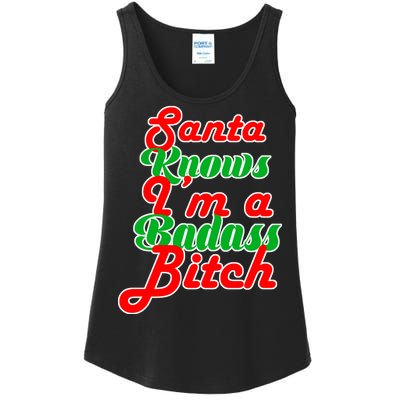 Santa Knows I'm A Badass B*tch Ladies Essential Tank