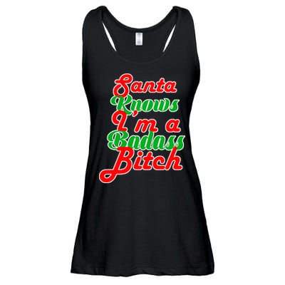 Santa Knows I'm A Badass B*tch Ladies Essential Flowy Tank