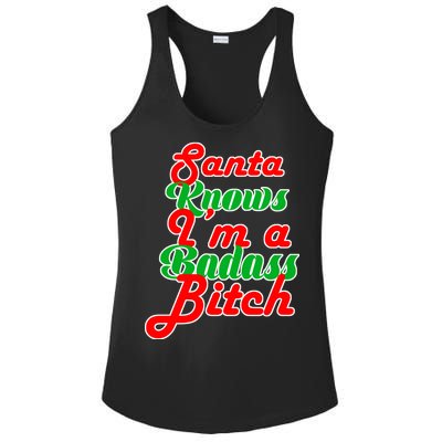 Santa Knows I'm A Badass B*tch Ladies PosiCharge Competitor Racerback Tank