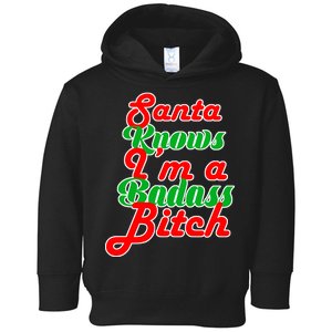 Santa Knows I'm A Badass B*tch Toddler Hoodie