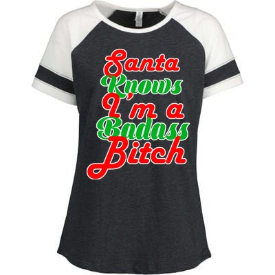 Santa Knows I'm A Badass B*tch Enza Ladies Jersey Colorblock Tee