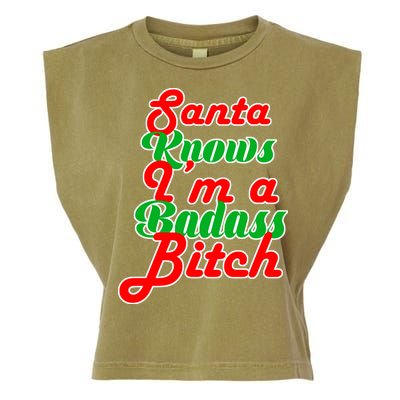 Santa Knows I'm A Badass B*tch Garment-Dyed Women's Muscle Tee