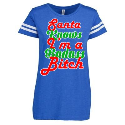 Santa Knows I'm A Badass B*tch Enza Ladies Jersey Football T-Shirt