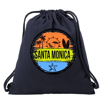 Santa Monica California Drawstring Bag