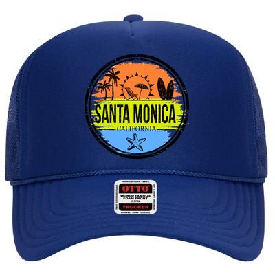 Santa Monica California High Crown Mesh Back Trucker Hat