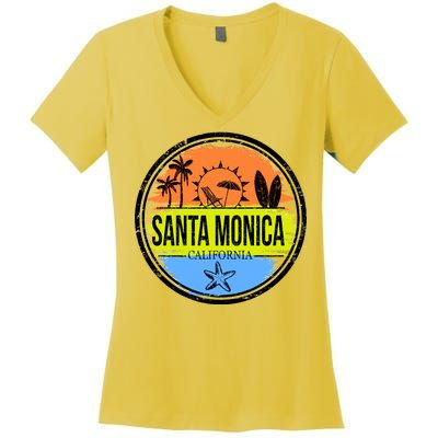 Santa Monica California Women's V-Neck T-Shirt