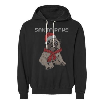 Santa Paws Pug Garment-Dyed Fleece Hoodie
