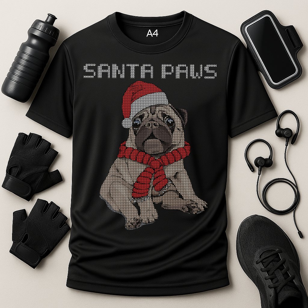 Santa Paws Pug Cooling Performance Crew T-Shirt