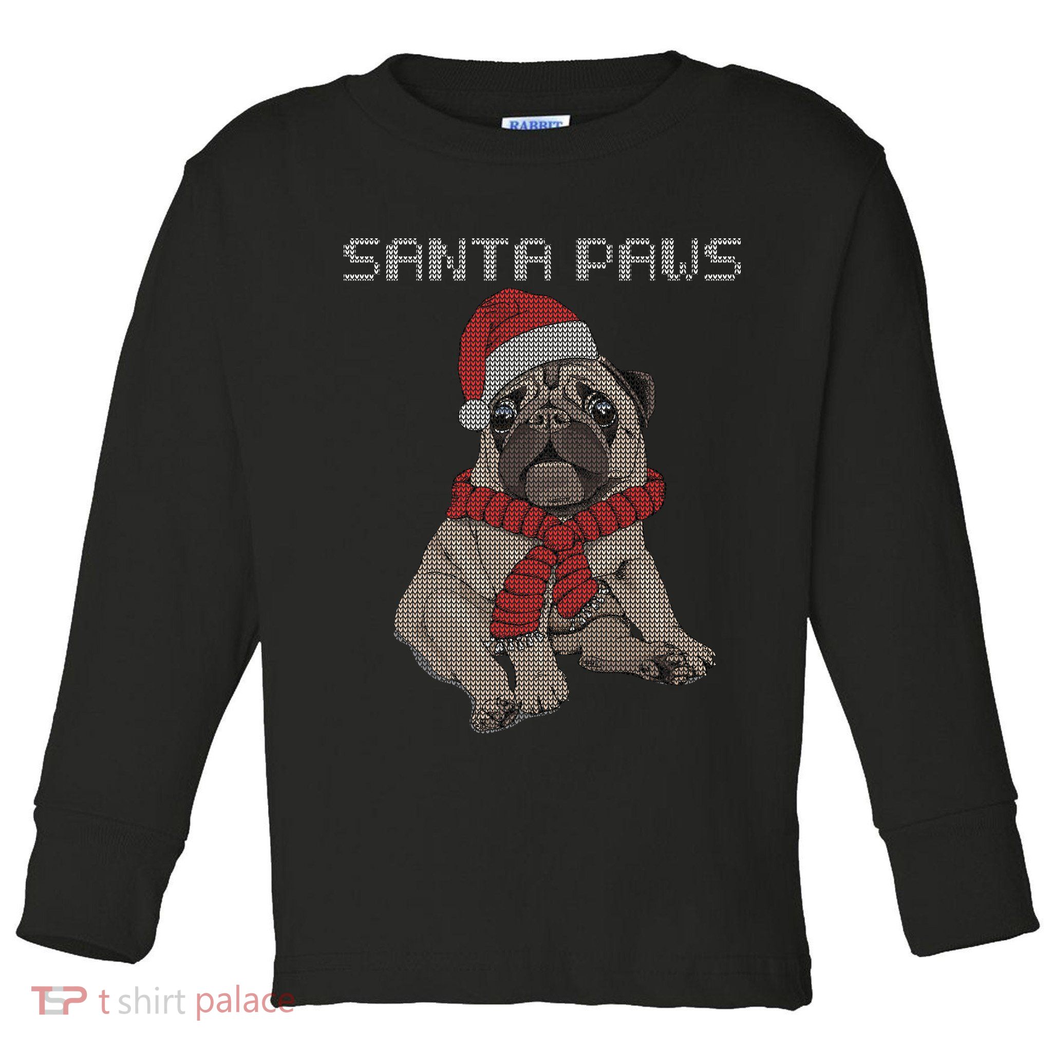 Santa Paws Pug Toddler Long Sleeve Shirt