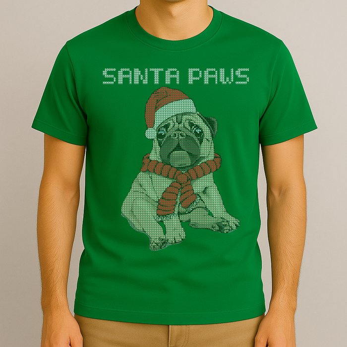 Santa Paws Pug T-Shirt