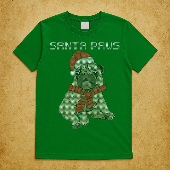 Santa Paws Pug T-Shirt