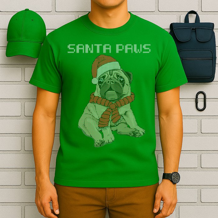 Santa Paws Pug T-Shirt