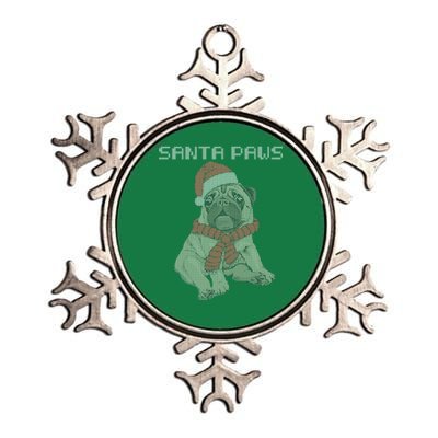 Santa Paws Pug Metallic Star Ornament