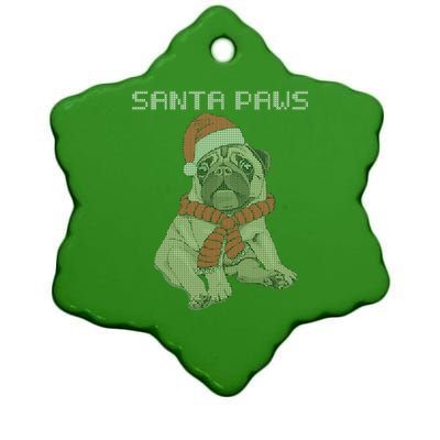 Santa Paws Pug Ceramic Star Ornament