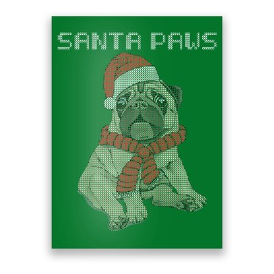 Santa Paws Pug Poster