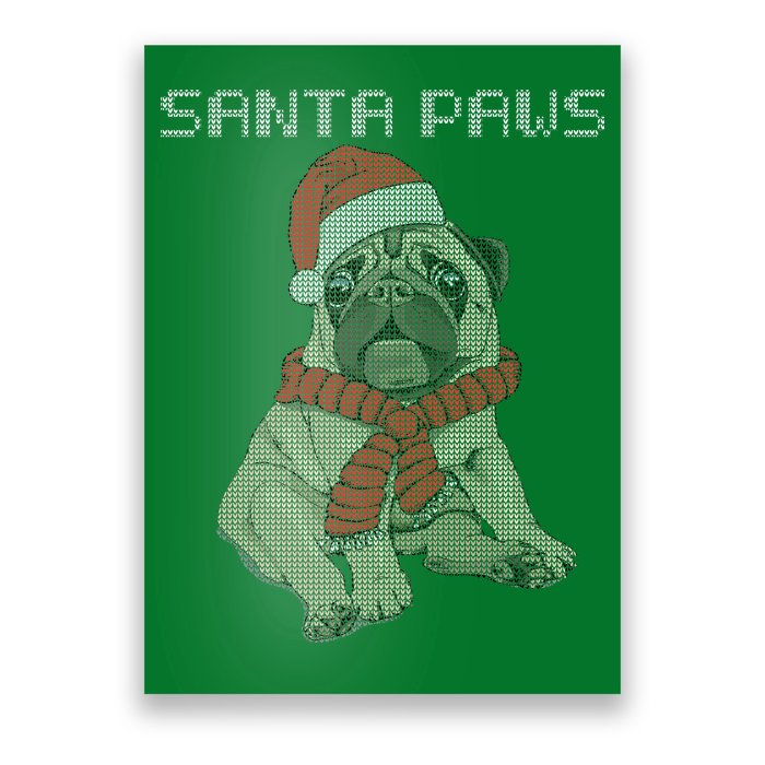 Santa Paws Pug Poster