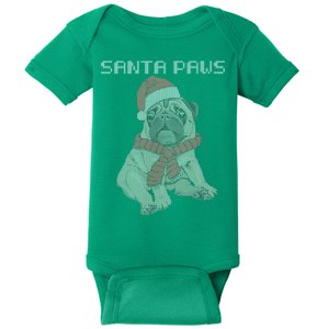 Santa Paws Pug Baby Bodysuit