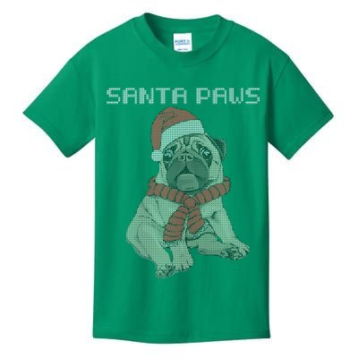 Santa Paws Pug Kids T-Shirt