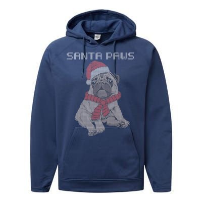 Santa Paws Pug Performance Fleece Hoodie