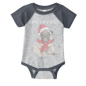 Santa Paws Pug Infant Baby Jersey Bodysuit