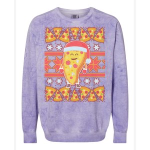 Santa Pizza Lover Ugly Christmas Sweater Colorblast Crewneck Sweatshirt