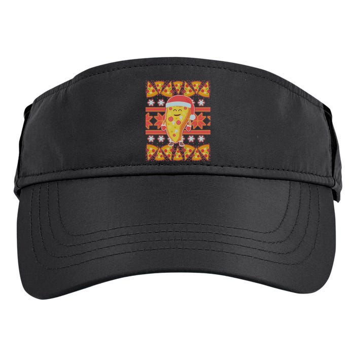Santa Pizza Lover Ugly Christmas Sweater Adult Drive Performance Visor