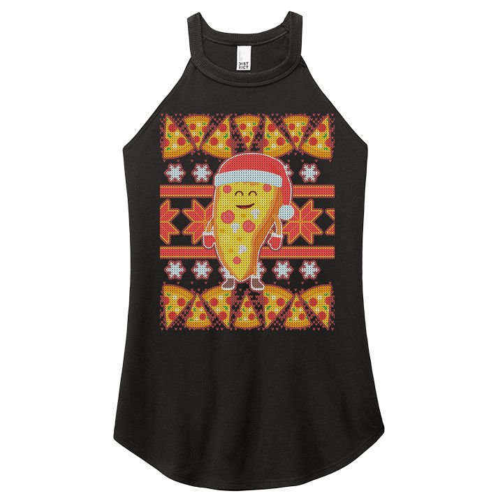 Santa Pizza Lover Ugly Christmas Sweater Women's Perfect Tri Rocker Tank