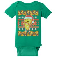 Santa Pizza Lover Ugly Christmas Sweater Baby Bodysuit