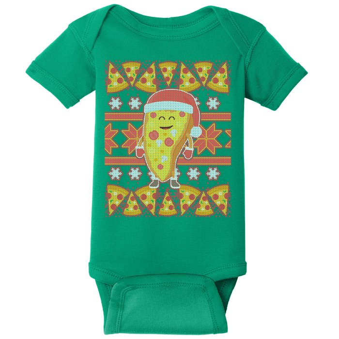 Santa Pizza Lover Ugly Christmas Sweater Baby Bodysuit