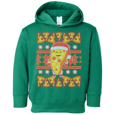 Santa Pizza Lover Ugly Christmas Sweater Toddler Hoodie