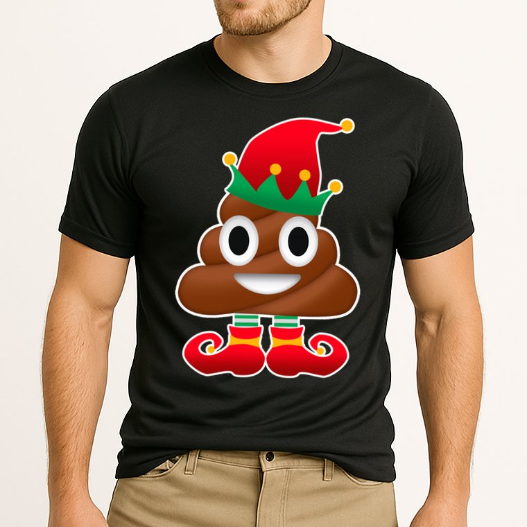 Santa Poop Emoji Christmas Cooling Performance Crew T-Shirt