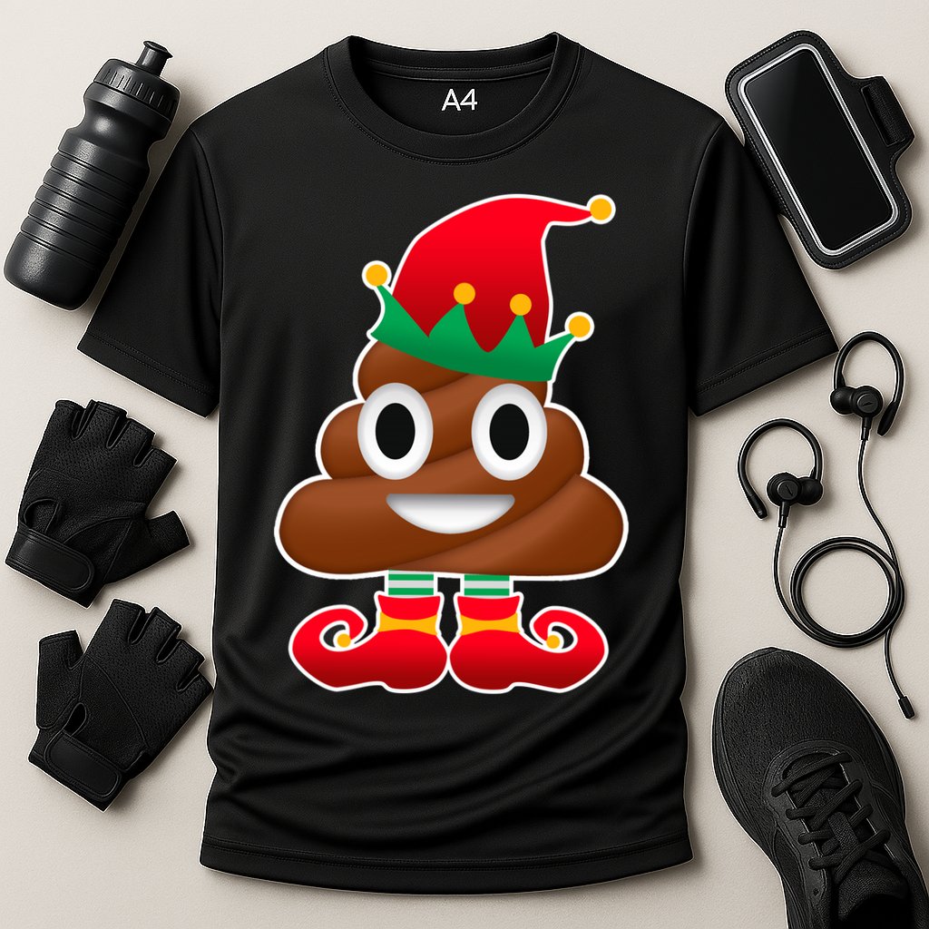 Santa Poop Emoji Christmas Cooling Performance Crew T-Shirt