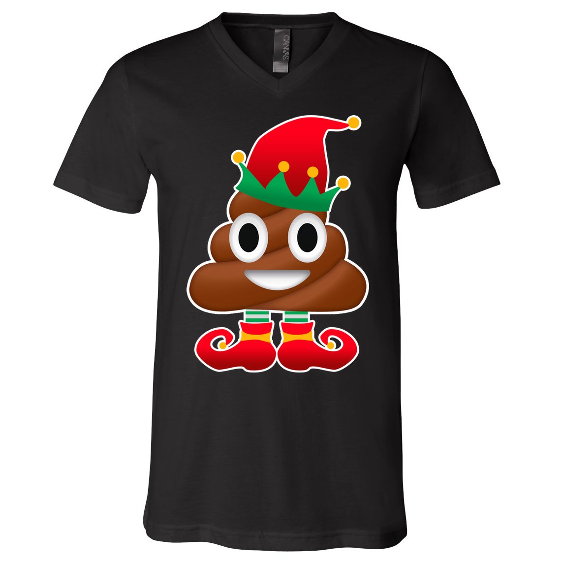 Santa Poop Emoji Christmas V-Neck T-Shirt