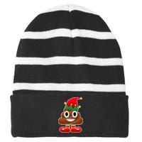 Santa Poop Emoji Christmas Striped Beanie with Solid Band