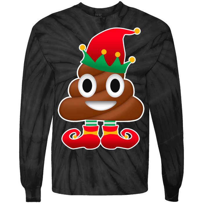 Santa Poop Emoji Christmas Tie-Dye Long Sleeve Shirt