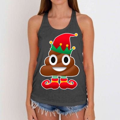 Santa Poop Emoji Christmas Women's Knotted Racerback Tank