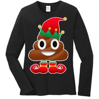 Santa Poop Emoji Christmas Ladies Long Sleeve Shirt