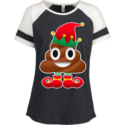 Santa Poop Emoji Christmas Enza Ladies Jersey Colorblock Tee