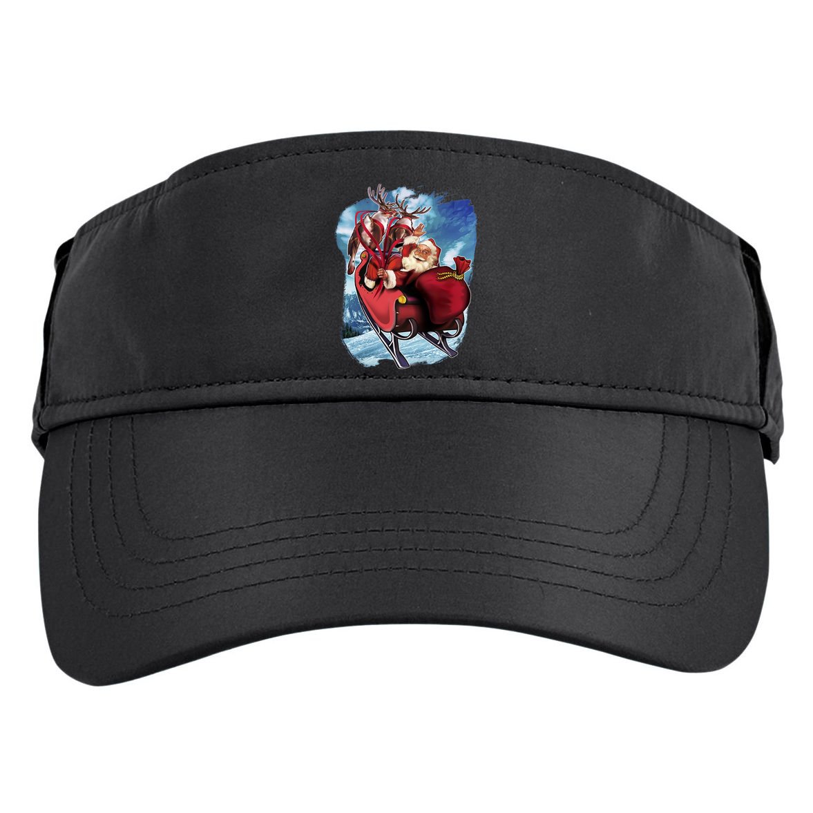 Santa Reindeer Sleigh Flying Over Snow Adult Drive Performance Visor